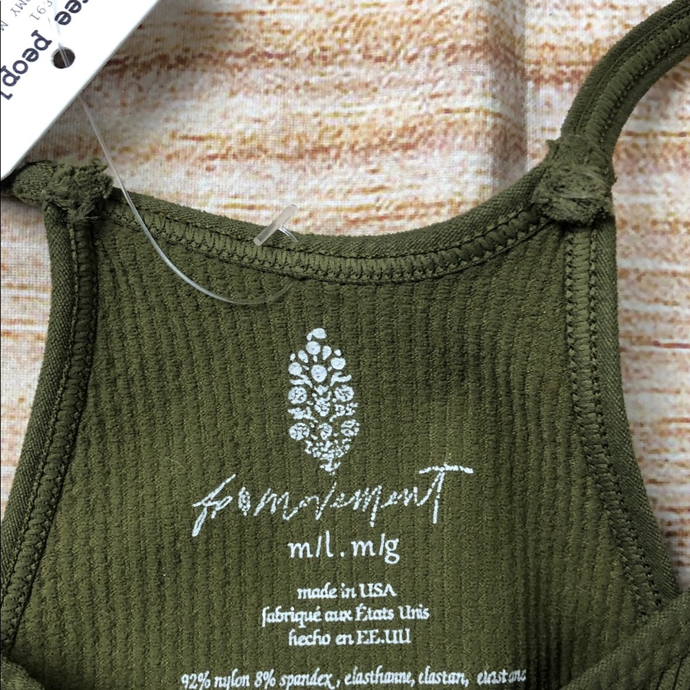 Free People Forest Green Ribbed Crop Top - Picture 3 of 5